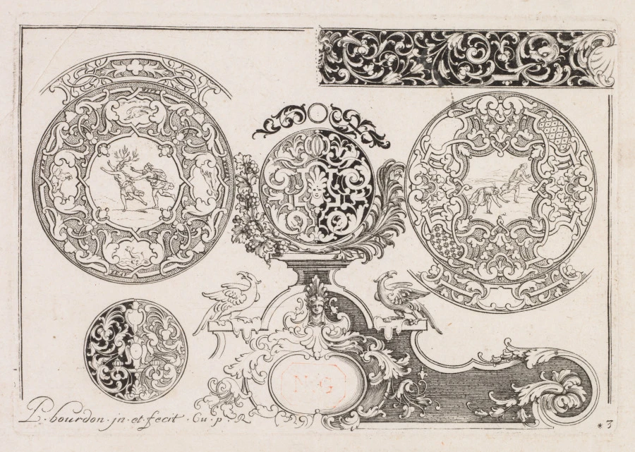 # 3 from " Livre second essais de Gravjre "
Second book of Engraved Designs