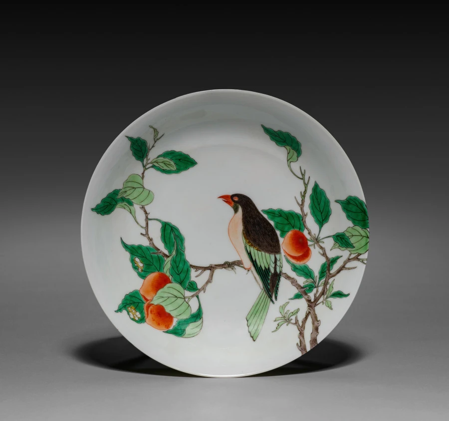 Dish with Bird on Fruit Tree Branch
