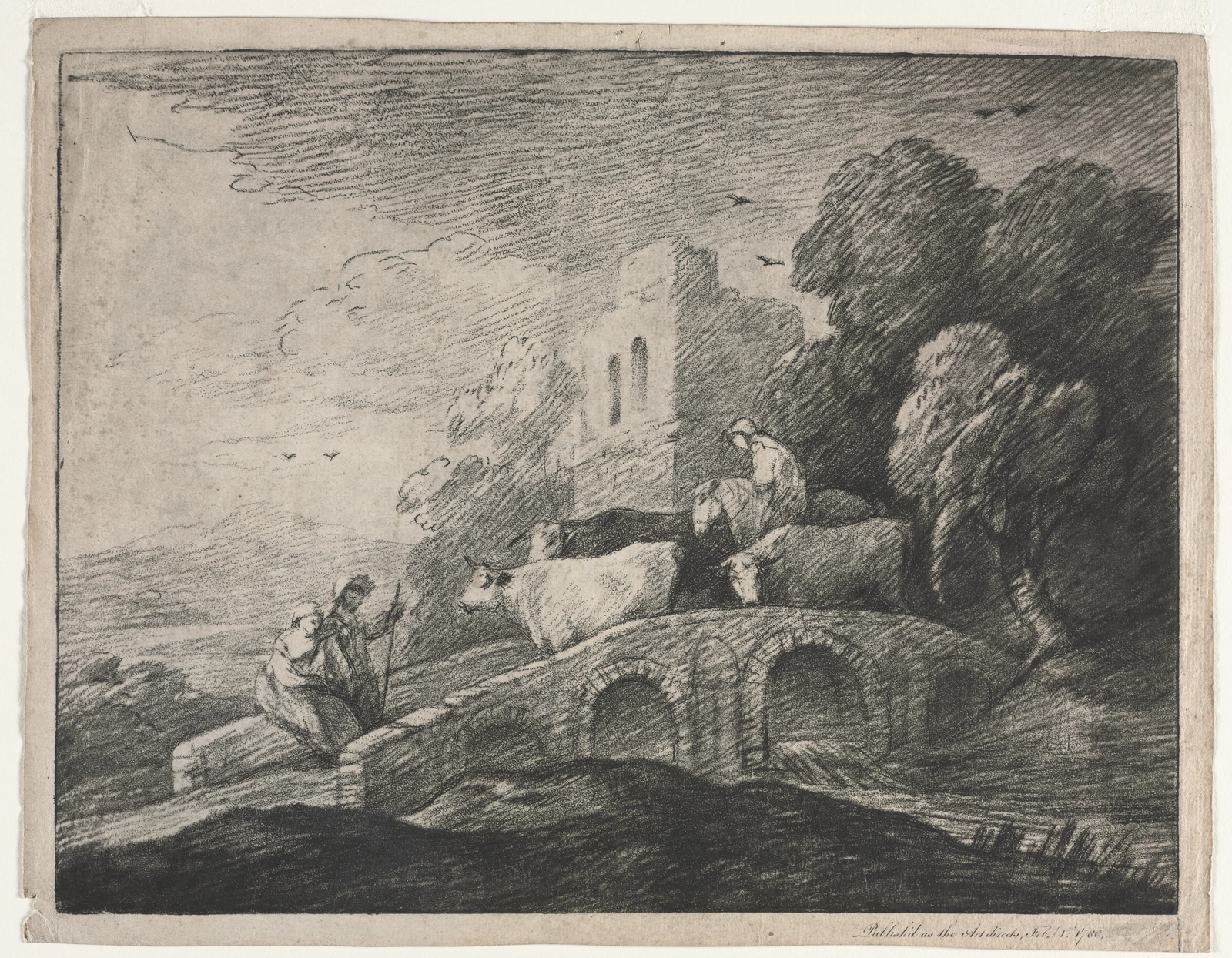 Wooded Landscape with Herdsmen Driving Cattle