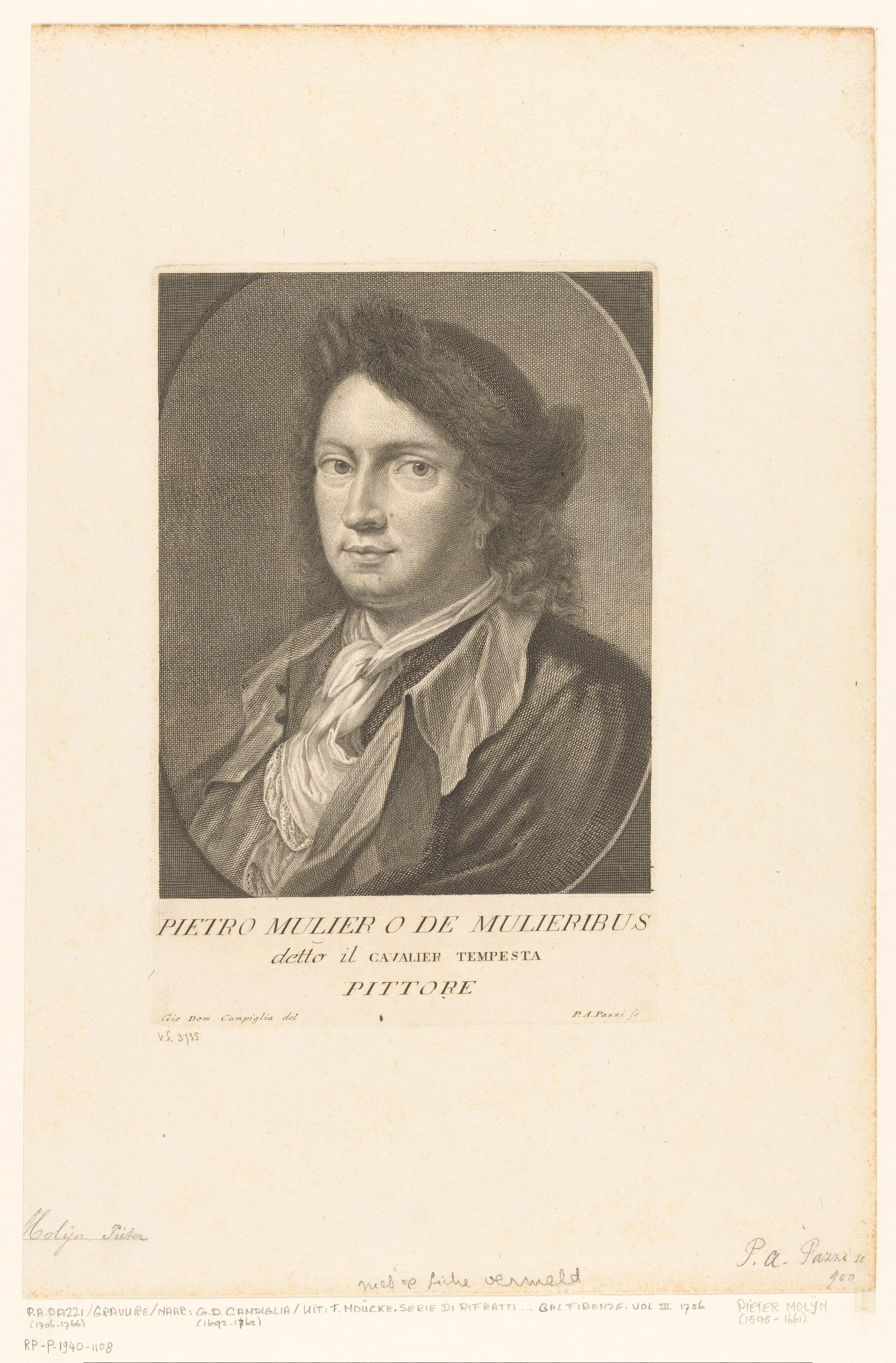 Portret van kunstenaar Pieter de Molijn