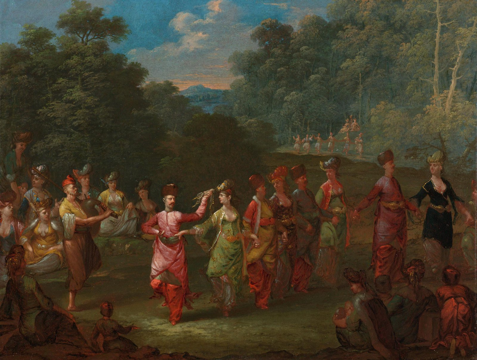 Greek Men and Women Dancing the Khorra