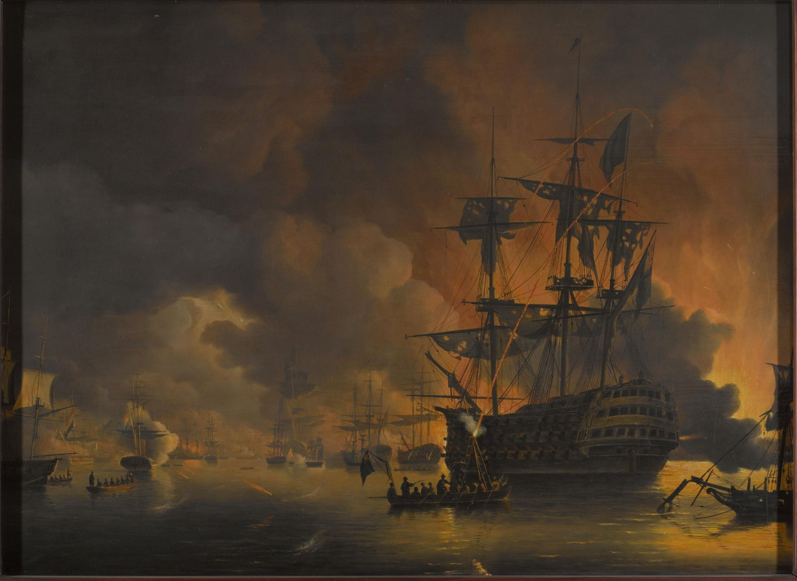 The fire on the Wharves of Algiers, shortly after the commencement of the Bombardment by the Anglo-Dutch Fleet, 27 August 1816