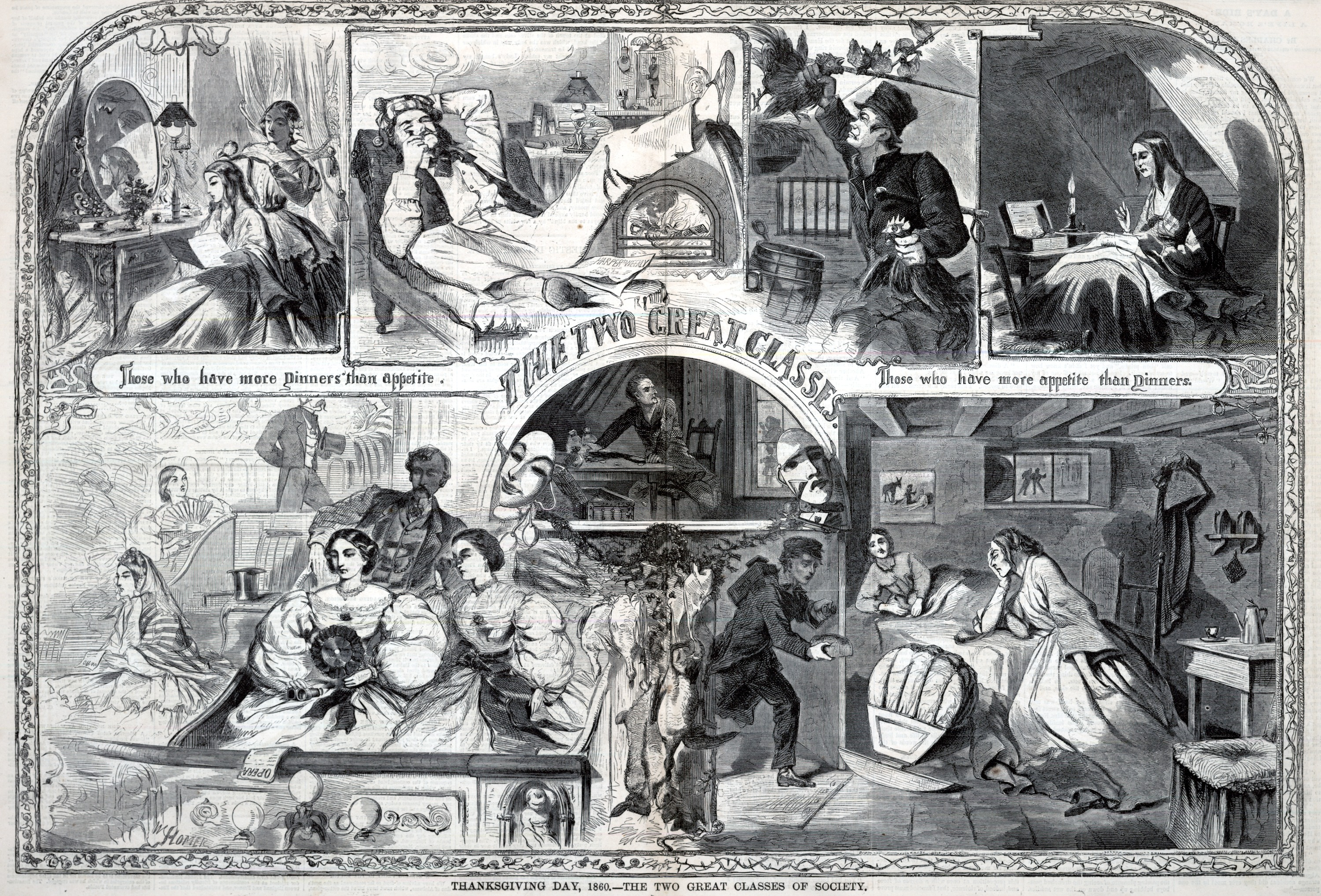 Thanksgiving Day, 1860, The Two Great Classes of Society, from Harper's Weekly, December 1, 1860